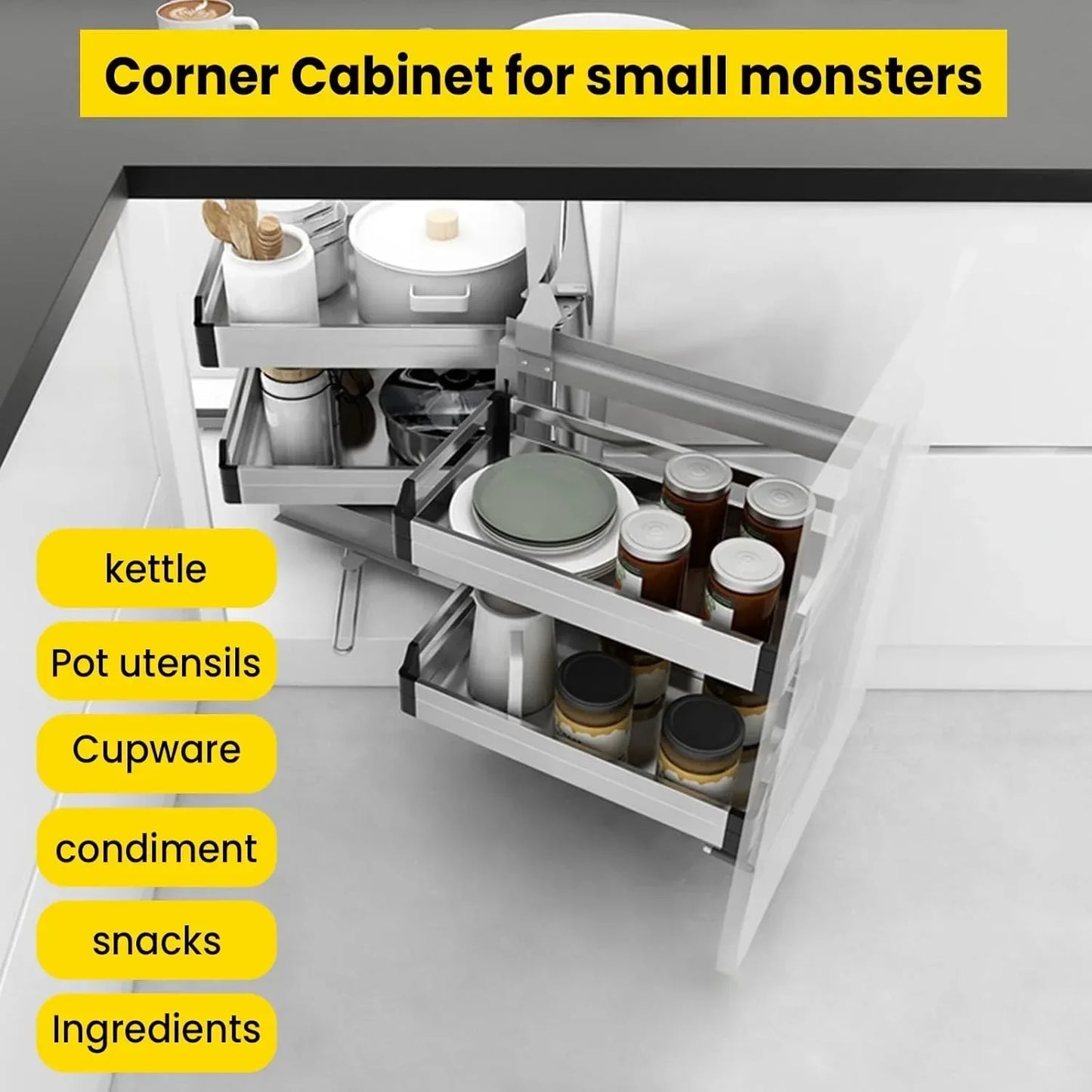 Pull Out Kitchen Cabinet Organizer with Soft Close Mechanism
