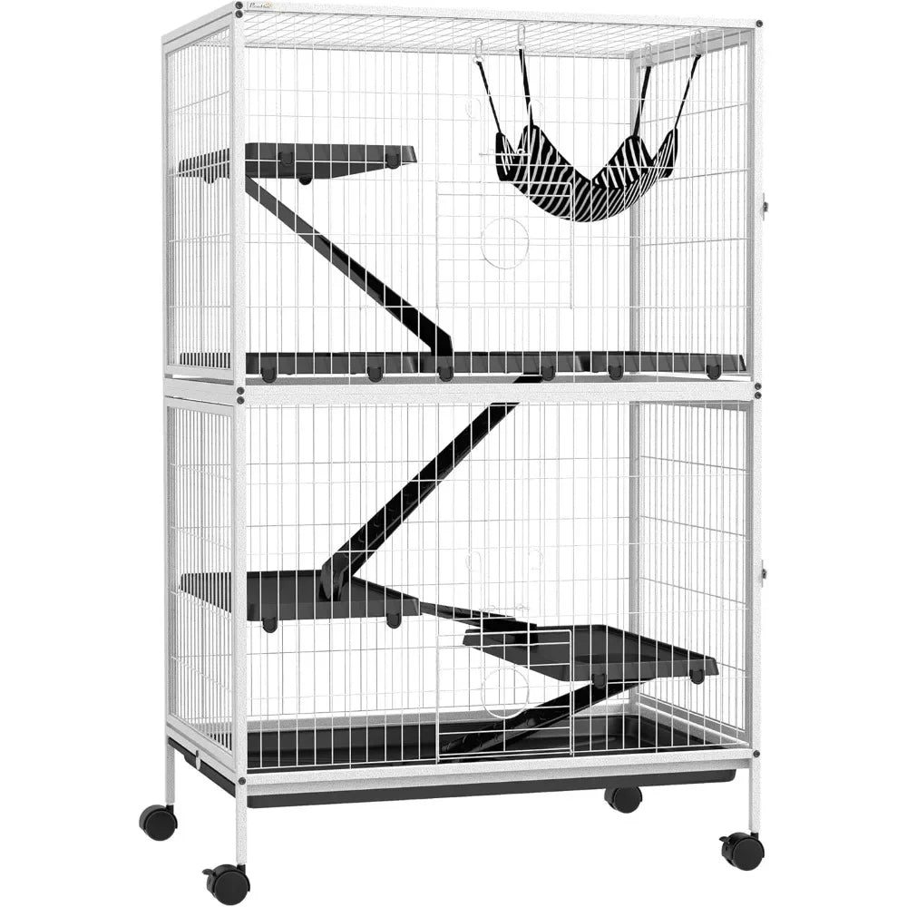 Spacious 5-Tier Small Animal Cage with Hammock Accessory