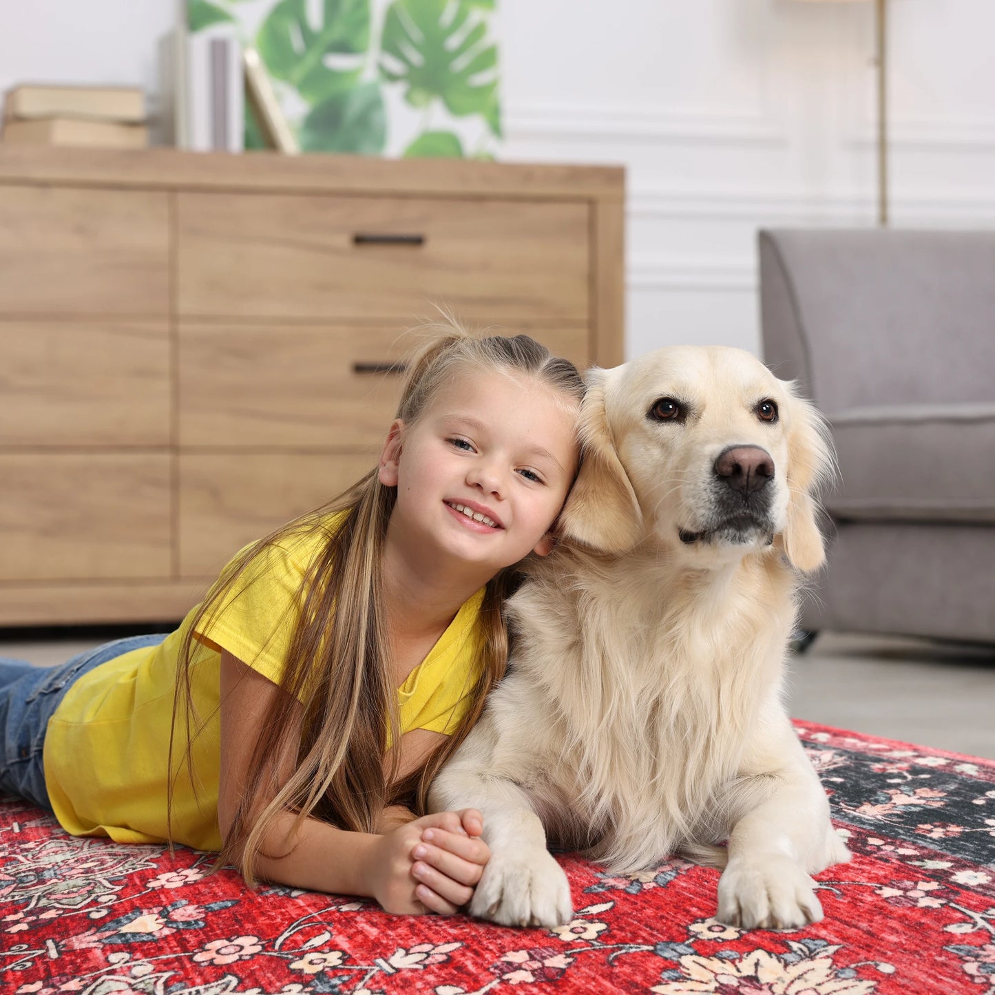 Machine Washable Vintage Non Slip Low Pile Area Rug