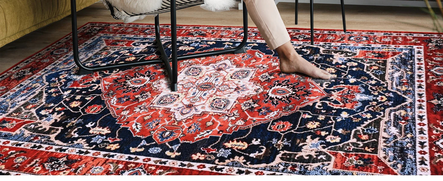 Boho Vintage Washable Non-Slip Soft Accent Bedroom Rug