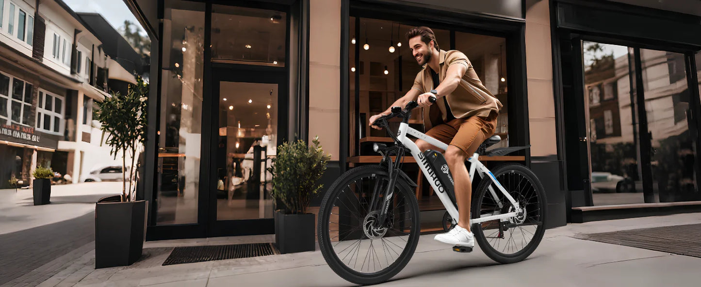 Mountain Electric Bike Adults 500W Peak Motor 26'' Tires Front Suspension Electric Bicycle 25-37Miles 7-Speed Lightweight E-MTB