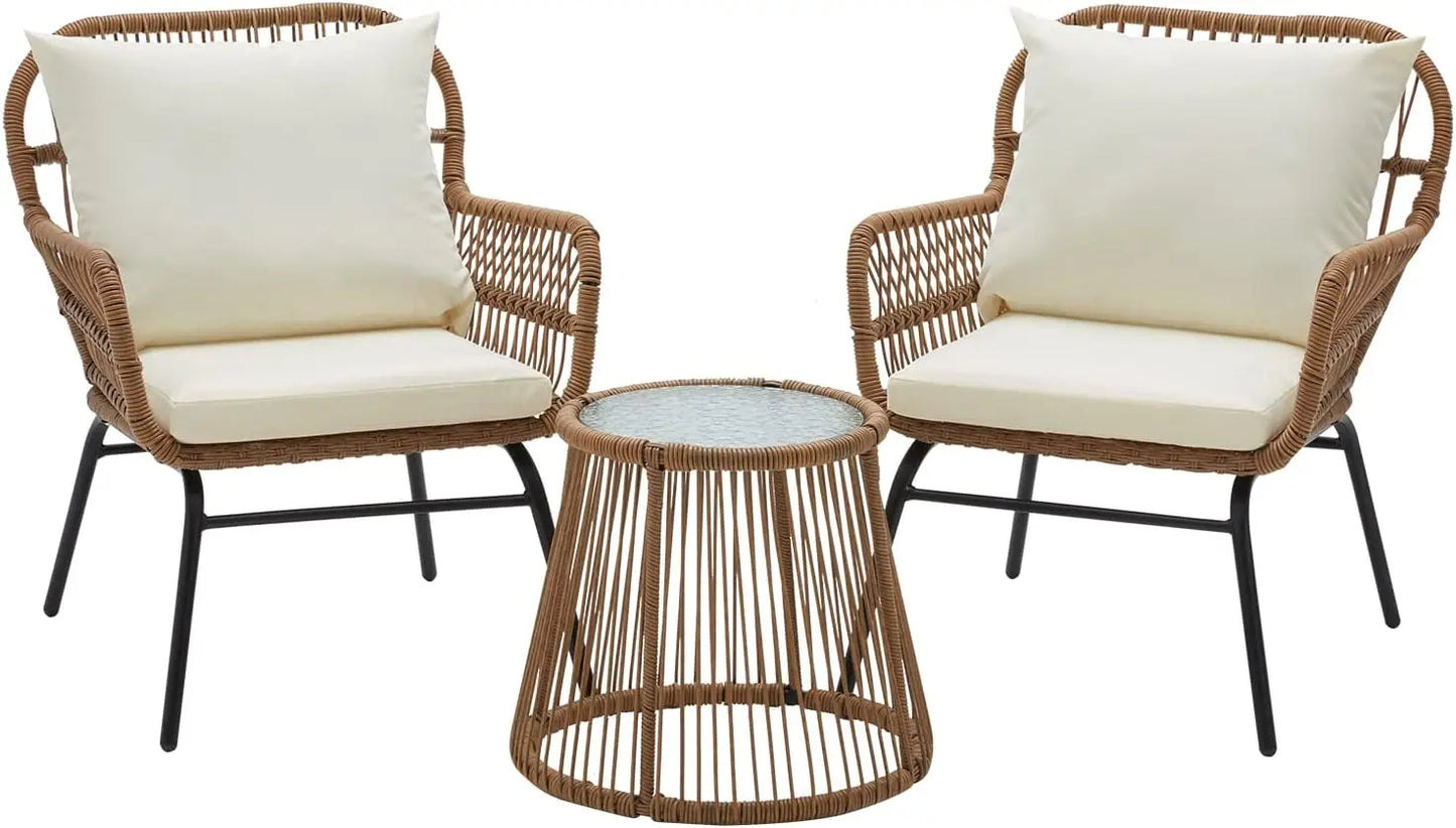 L Shaped Patio Sectional Sofa Set With Glass Coffee Table