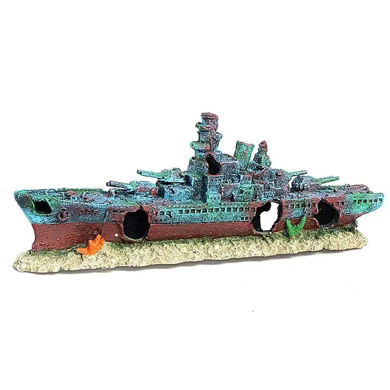 Creative Warship Wreckage Ornament for Aquariums and Fish Tanks