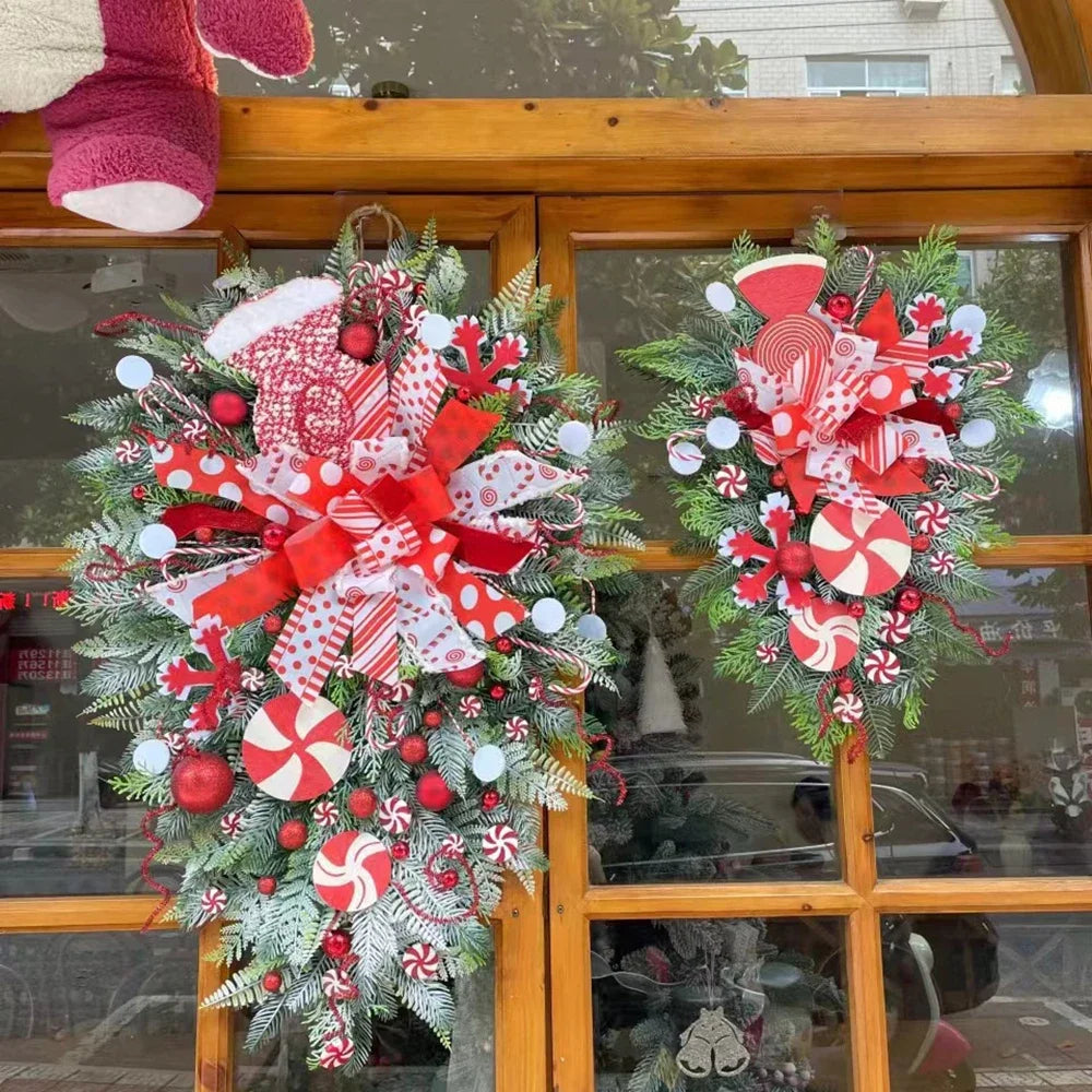 Candy Cane Christmas Wreath For Front Door Festive Decor