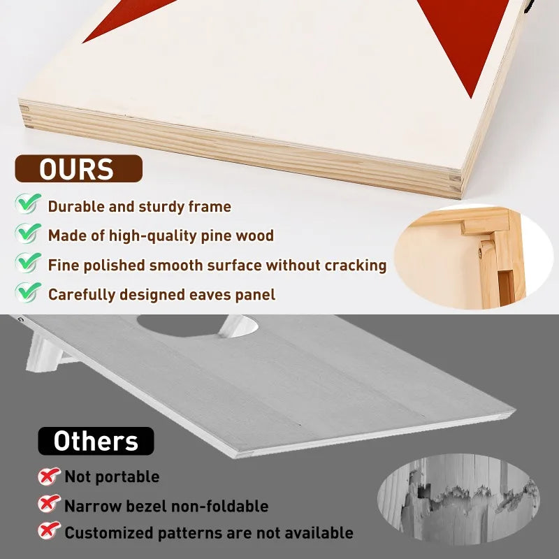 Solid Wood Cornhole Set with Toss Bags for Fun Games