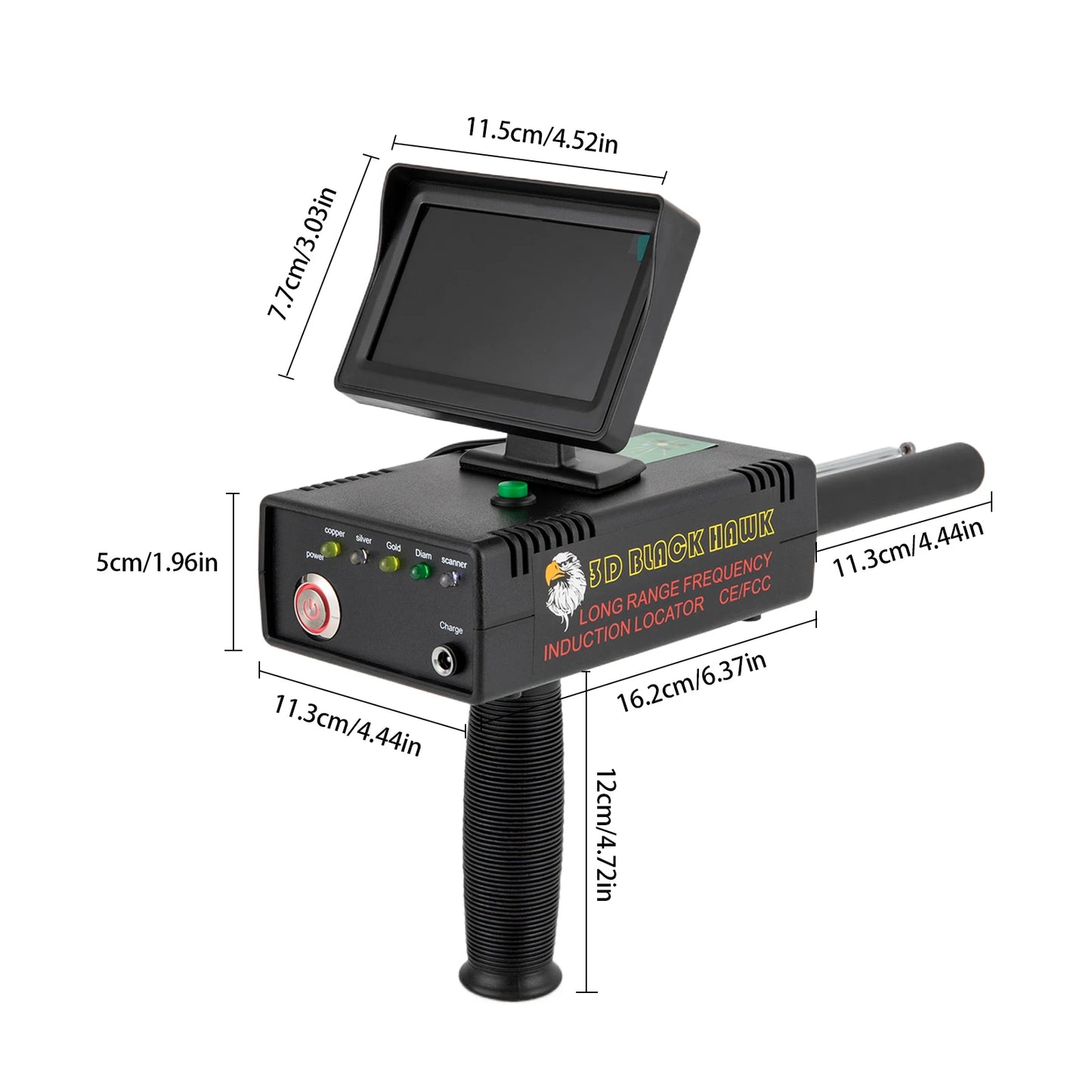 Professional Metal Detector with LED Display, 3937ft Range & 98.4ft Depth for Gold/Silver/Copper/Diamond, w/2000mAh Battery