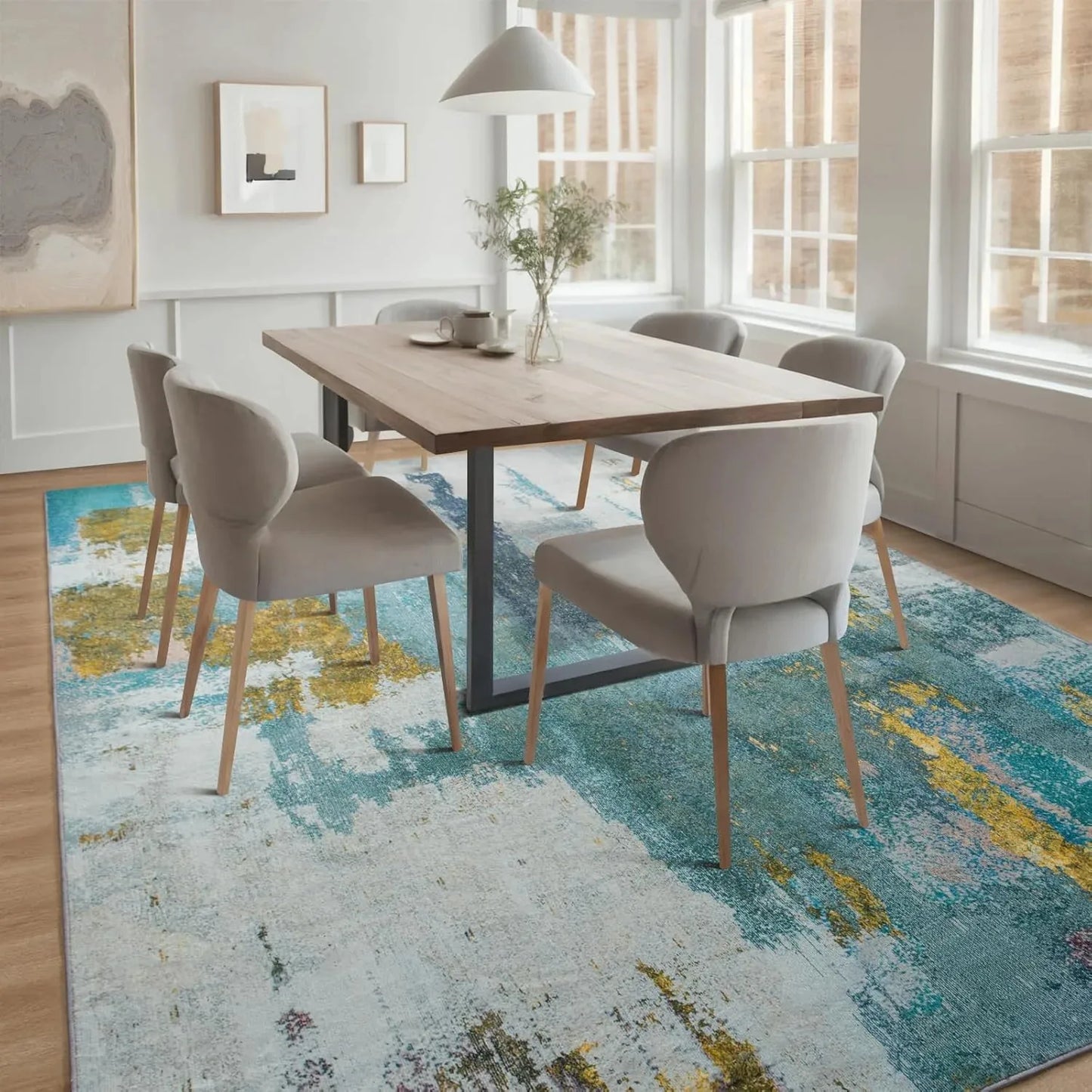 Machine Washable Non Slip Vintage Area Rug for Living Room