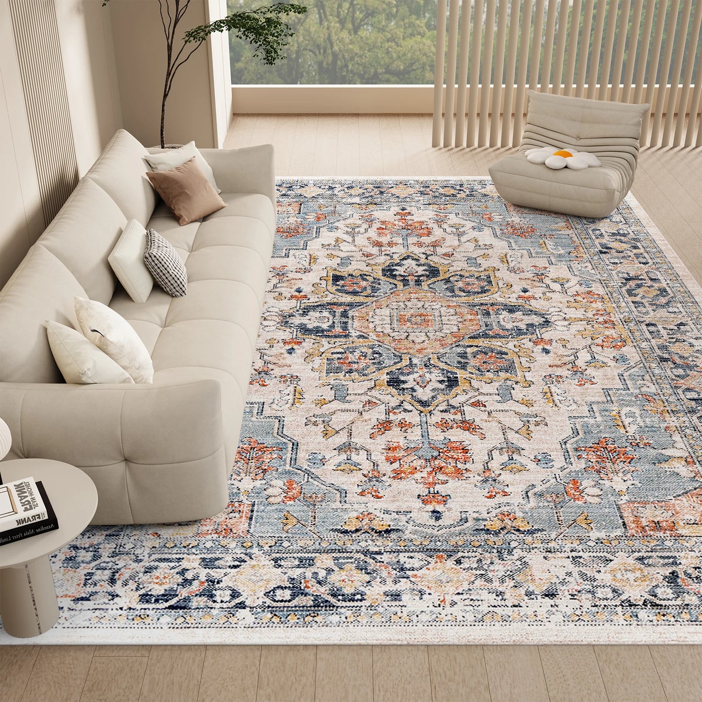 Vintage Boho Washable Non Slip Area Rug Kilim Style