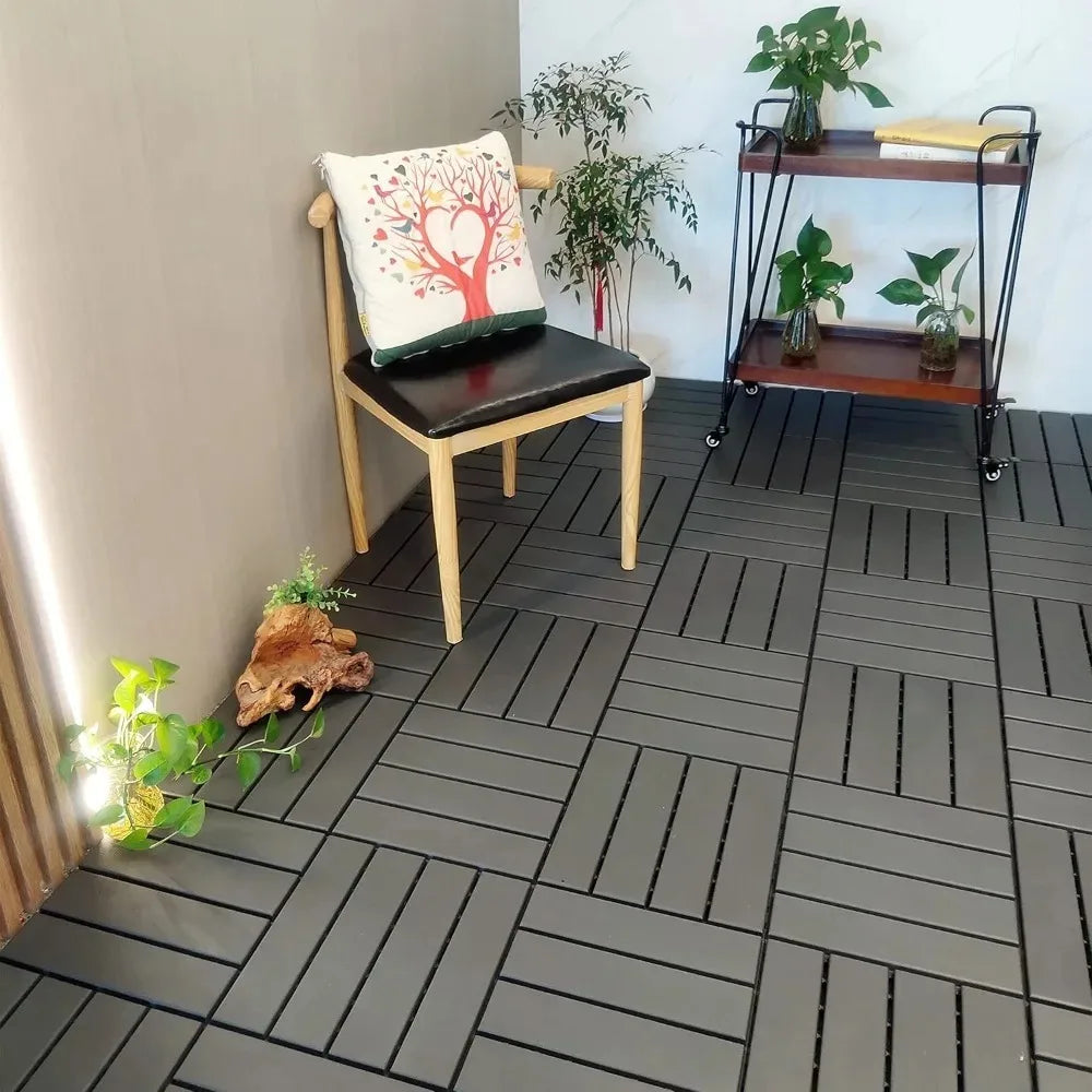 Interlocking Plastic Deck Tiles for Outdoor Patio and Balcony