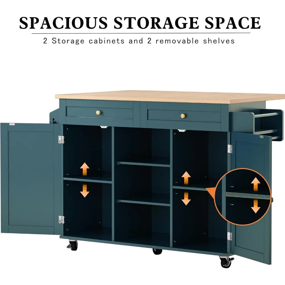 Rolling Kitchen Island With Drop Leaf And Storage Barn Door