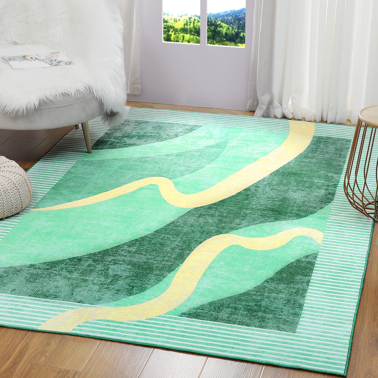 Machine Washable Vintage Area Rug With Non Slip Backing