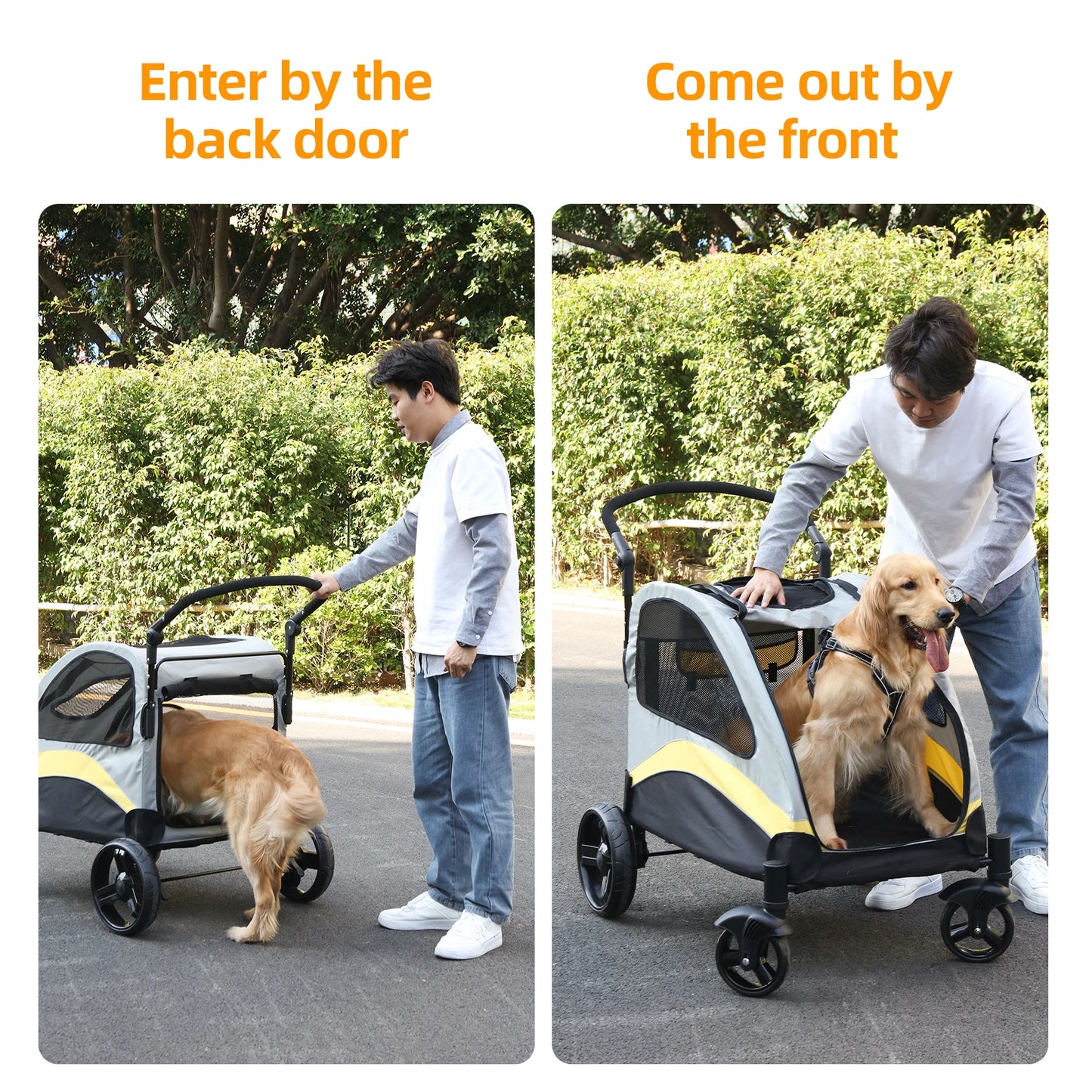 Ultra Large Dog Stroller Foldable 4 Wheels Pet Travel Cart