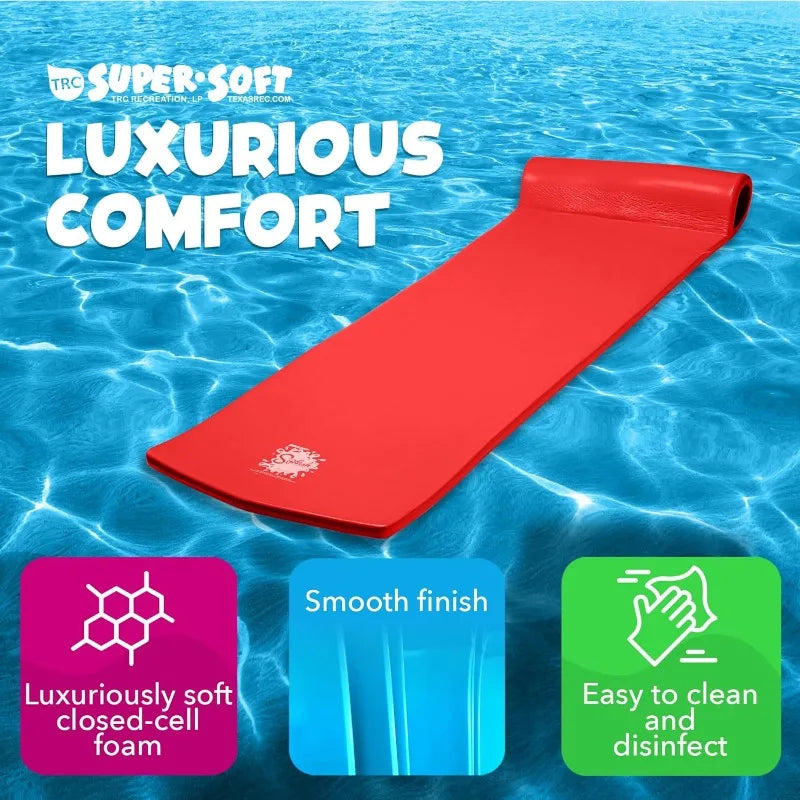 Foam Pool Float Lounger With Built-In Pillow For Relaxation