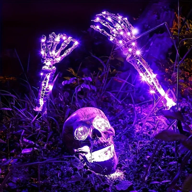 Halloween Light Up Skeleton Set Skull Arms Decor Party