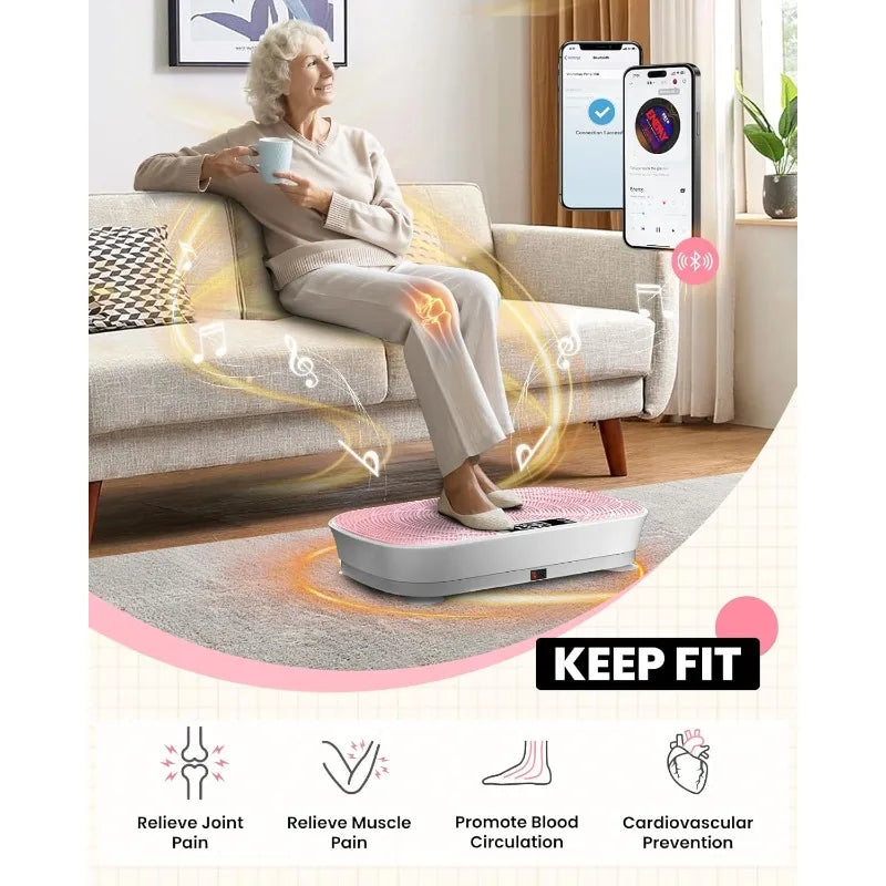 Vibration Plate Exercise Machine - Bluetooth Music & 400LBS Capacity Vibration Plate for Lymphatic Drainage