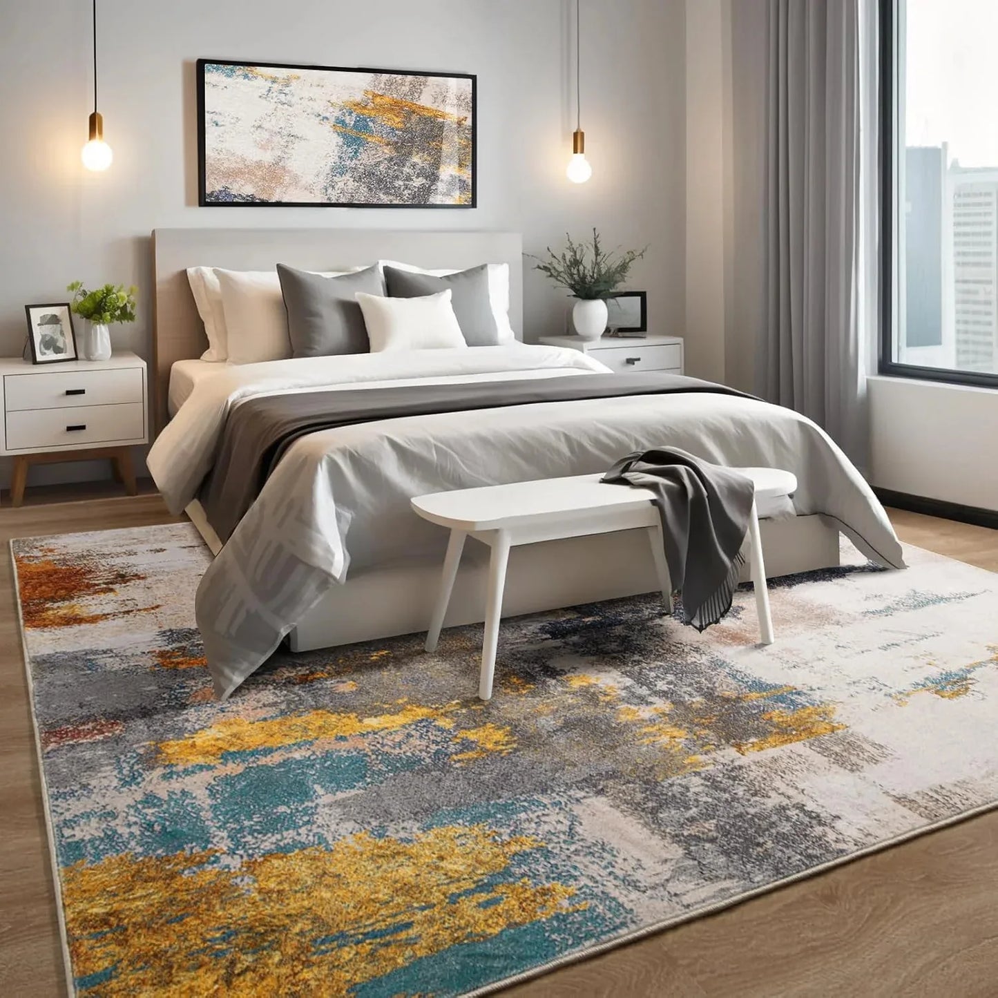 Machine Washable Non Slip Vintage Area Rug for Living Room