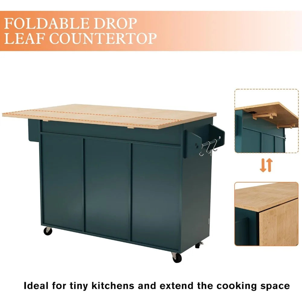 Rolling Kitchen Island With Drop Leaf And Storage Barn Door