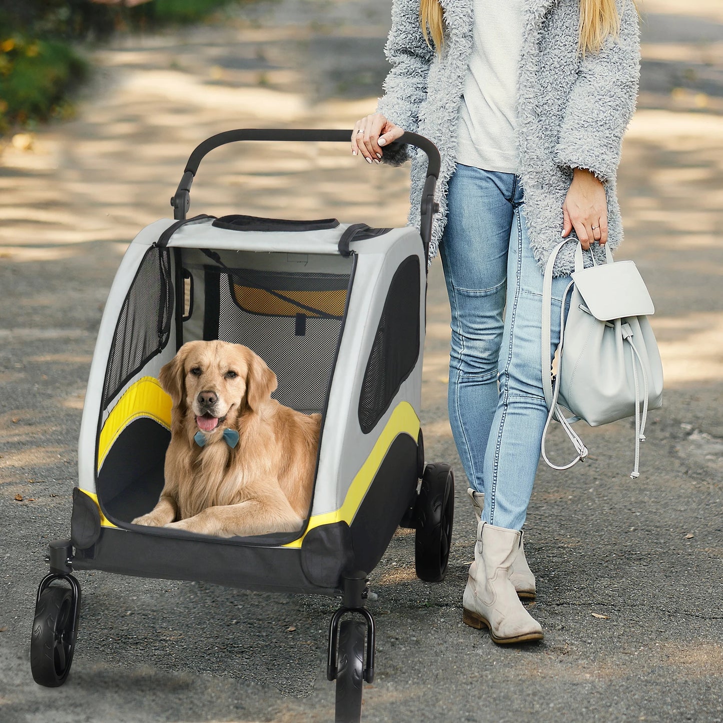 Portable Dog Stroller Four Wheel Foldable Travel Carrier
