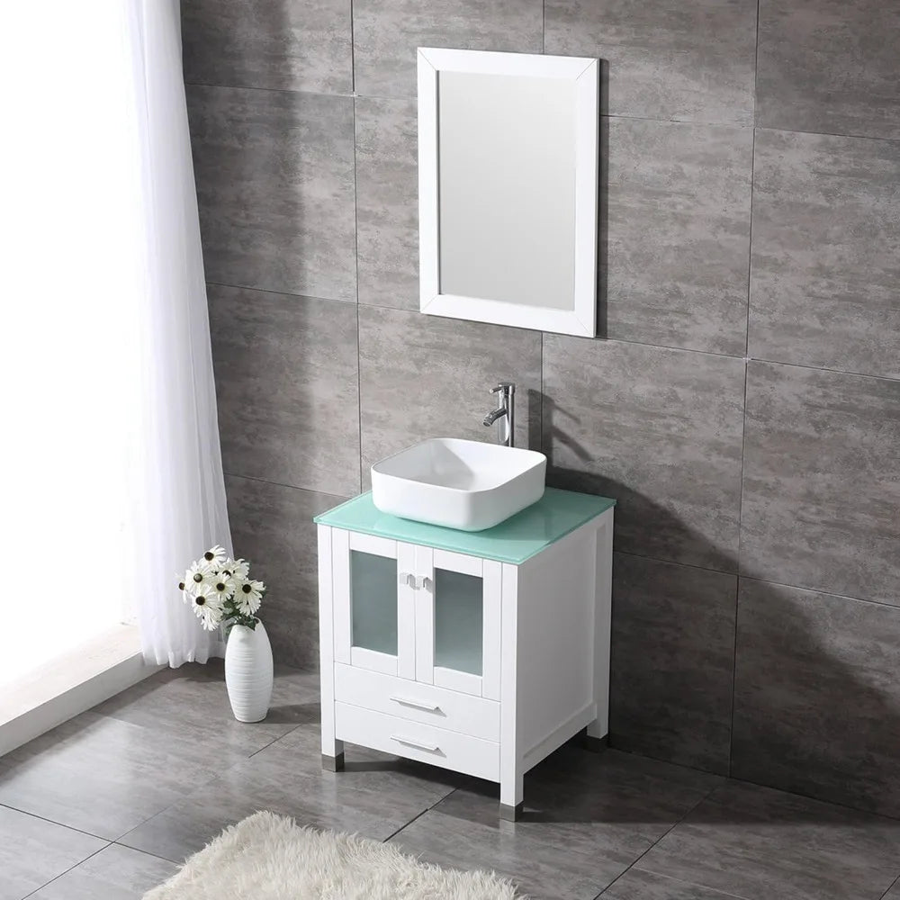 All In One Bathroom Vanity With Ceramic Vessel Sink