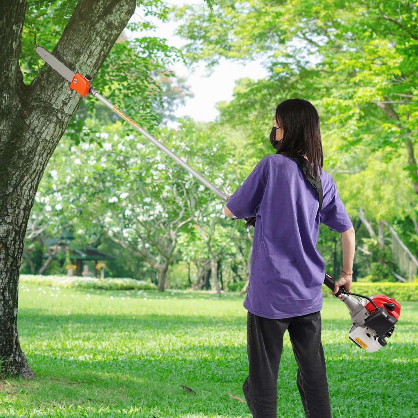 Efficient Garden Trimmer With Adjustable Pole Chain Saw
