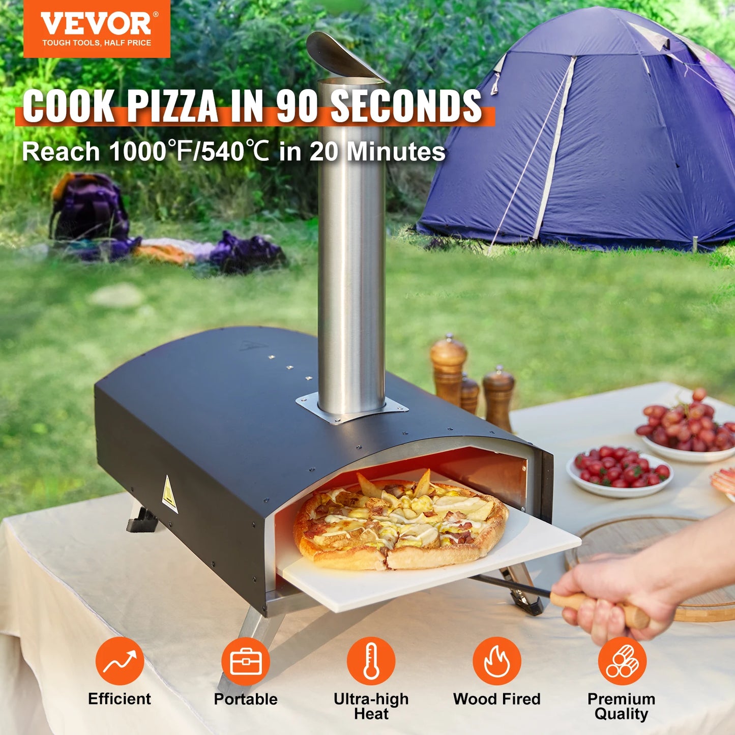 VEVOR Portable Outdoor Charcoal Fired Oven Grill for Camping