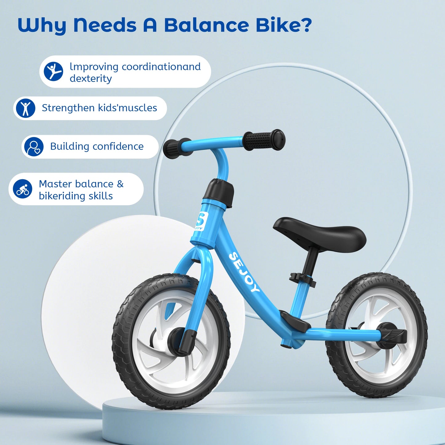 SEJOY Balance Bike for Kids Toddler Training Bicycle Saddle Height Adjustable for Ages 2-6 Years Old Outside Bike Toy Scooter