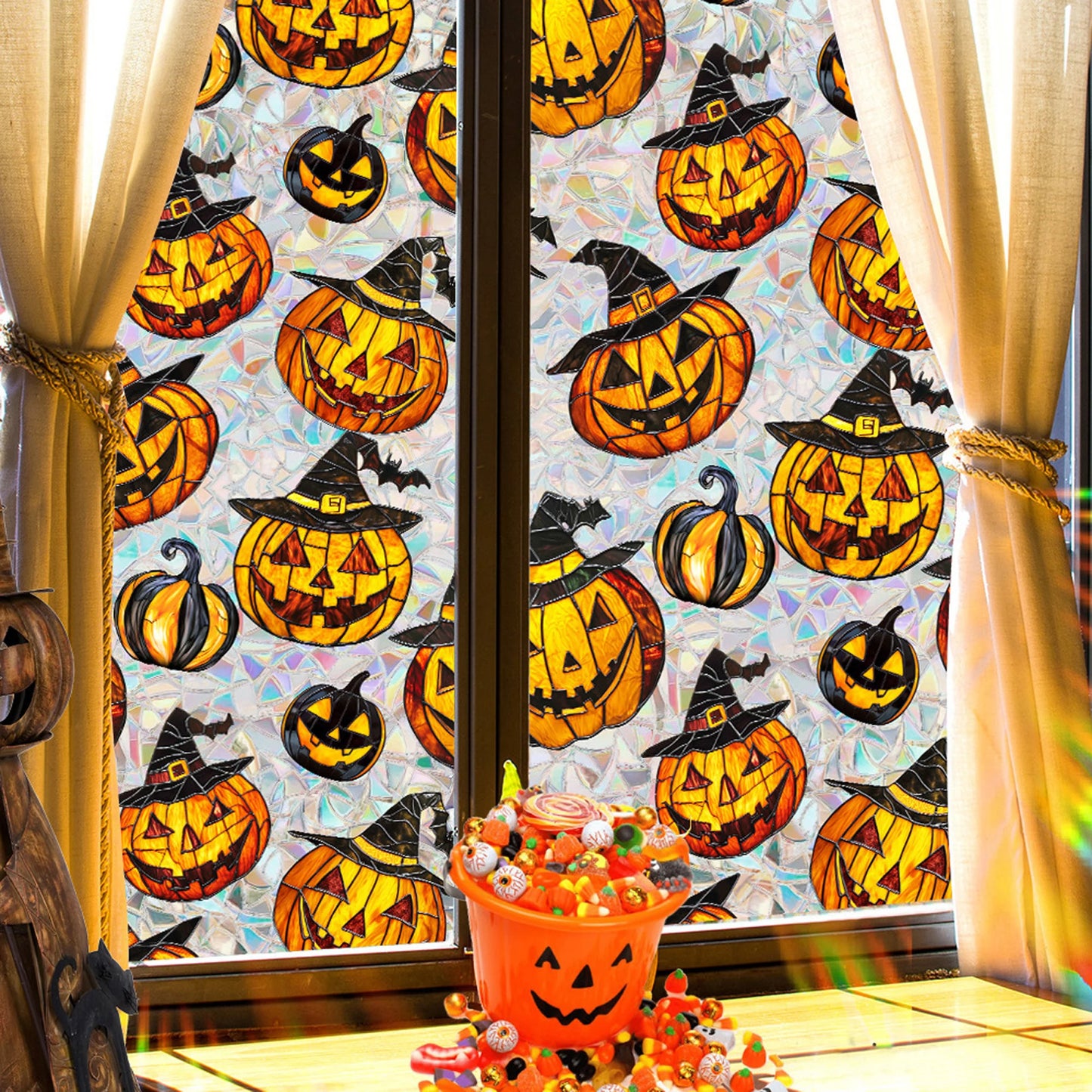Spooky Halloween Window Clings Ghost Witch And Spider Web