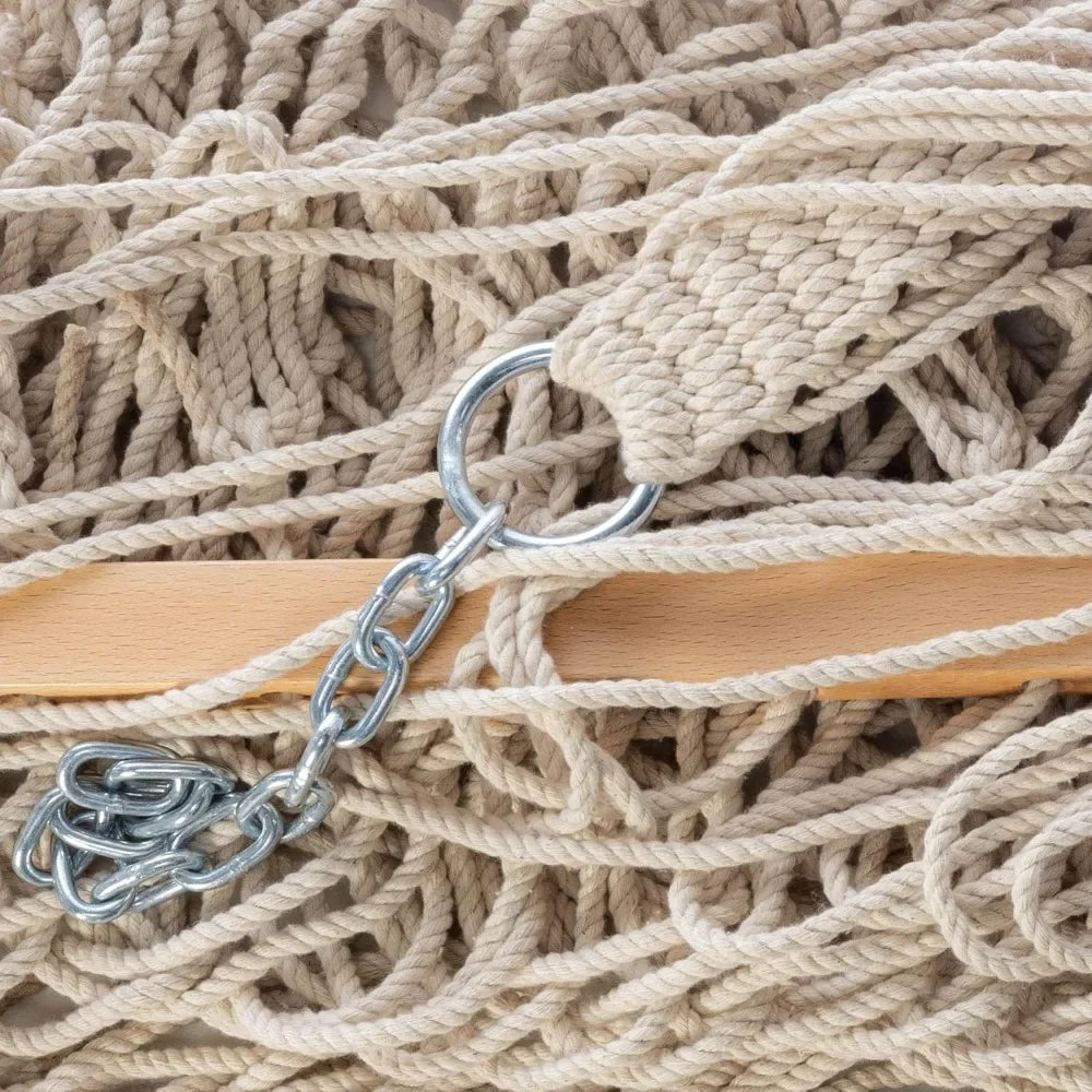 Castaway Living 13 ft. Double Traditional Hand Woven Cotton Rope Hammock with Free Extension Chains & Tree Hooks, Designed in Th