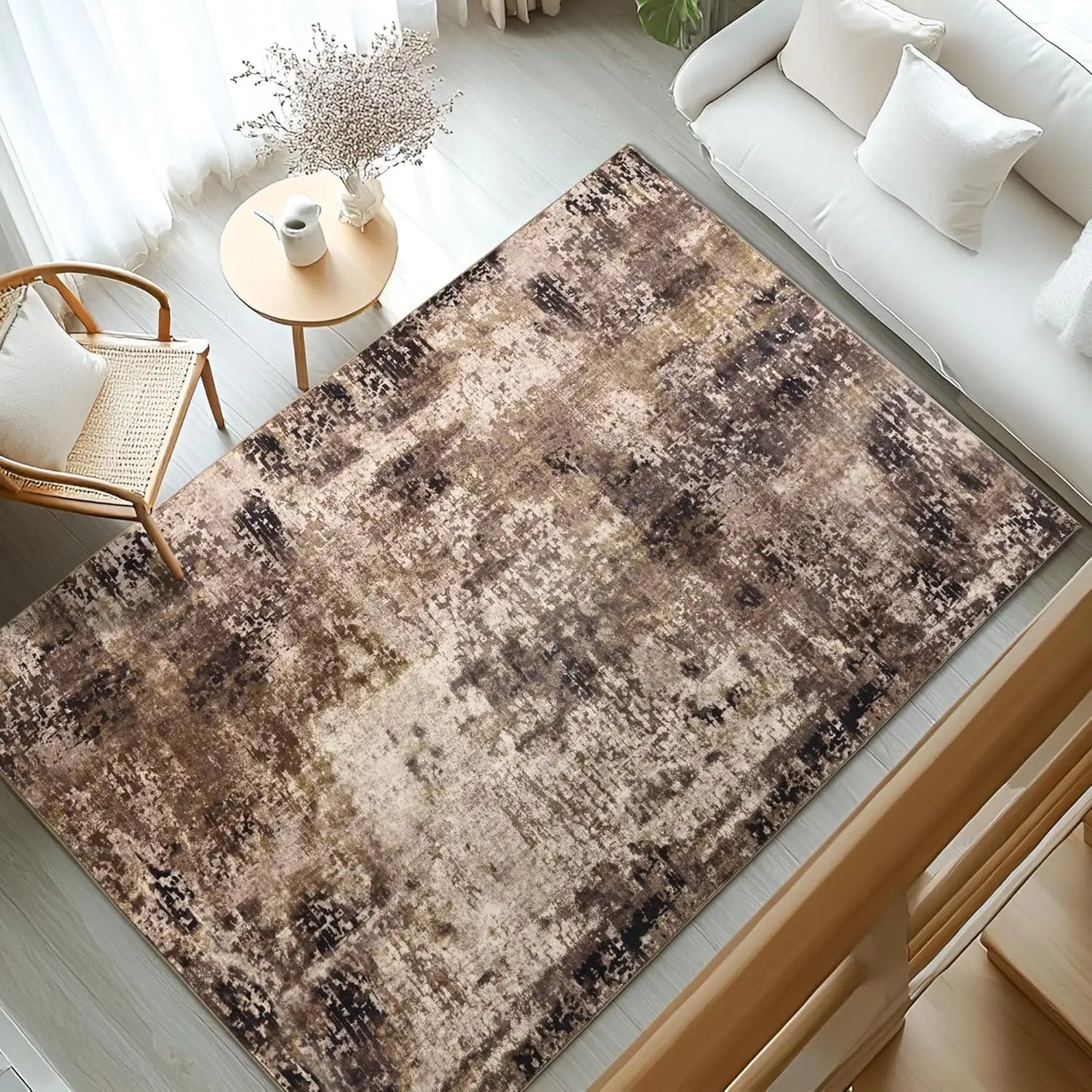 Modern Abstract Soft Non Slip Machine Washable Area Rug