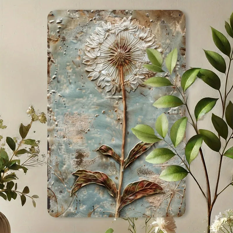 Rustic Dandelion Metal Wall Art Vintage Tin Home Decor
