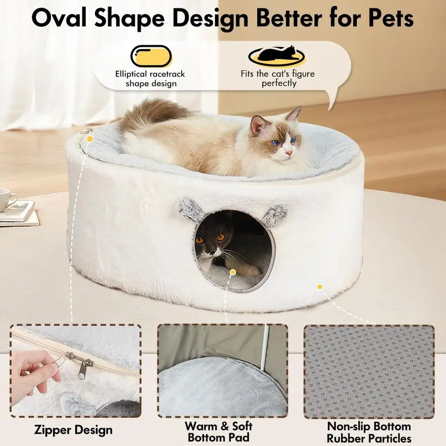 Cat Cave Bed With Hideaway Hammock And Removable Cover