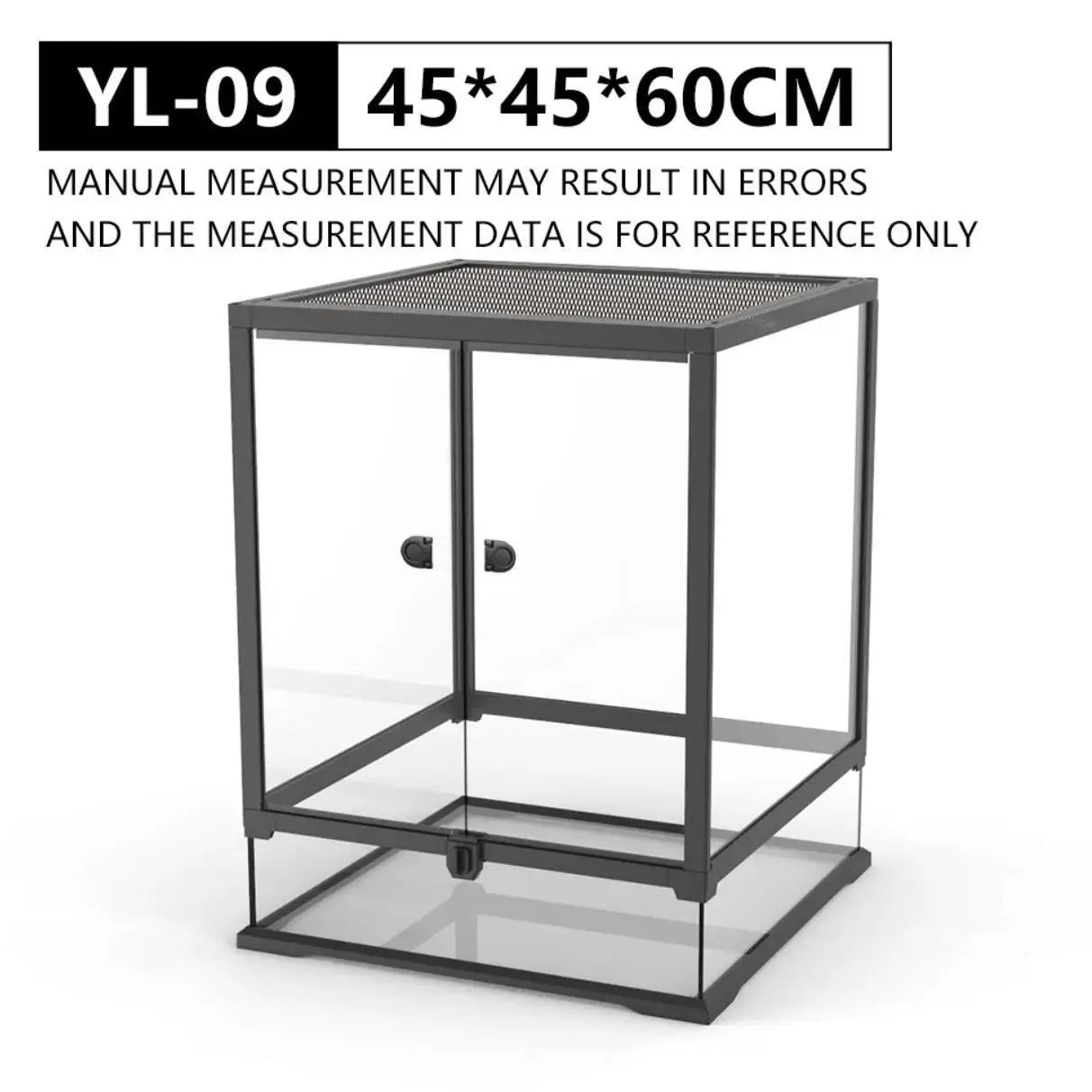 Large Glass Reptile Terrarium with Front Opening and Ventilation