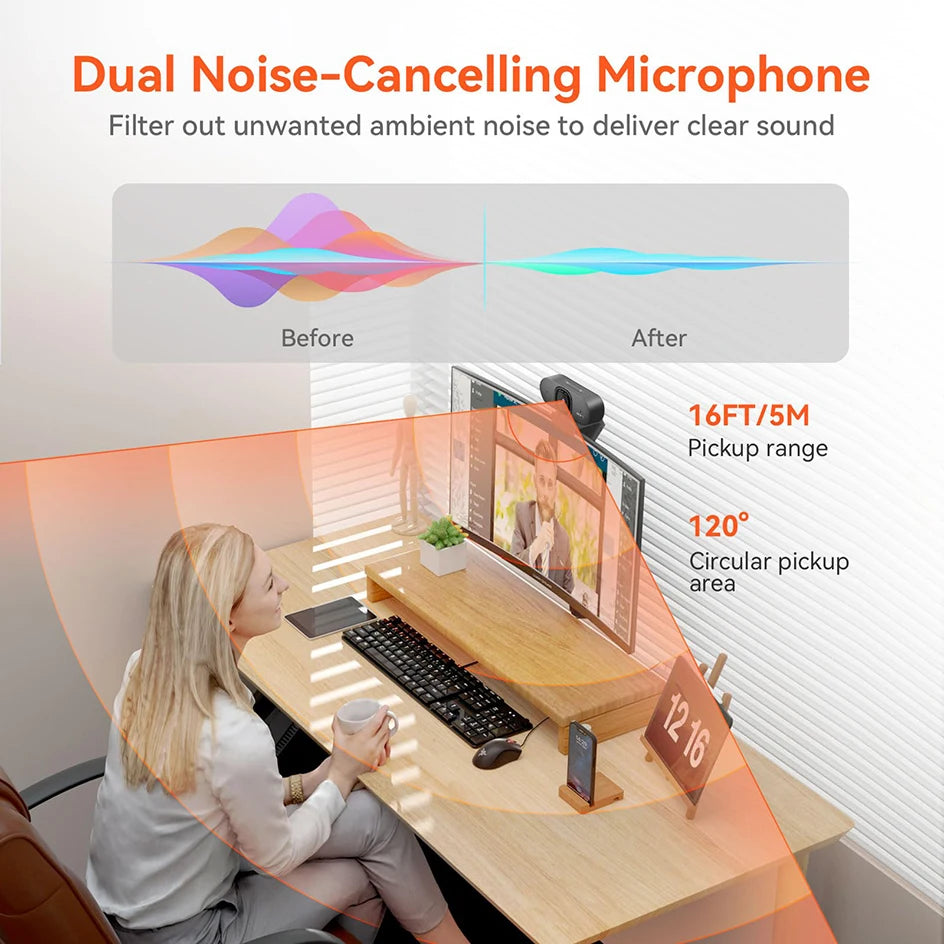 NUROUM V32AF 4k Full Hd PC Camera Webcam Ai Noise Canceling & Farming Conference Podcast Camera Web Cameras For Conference Room
