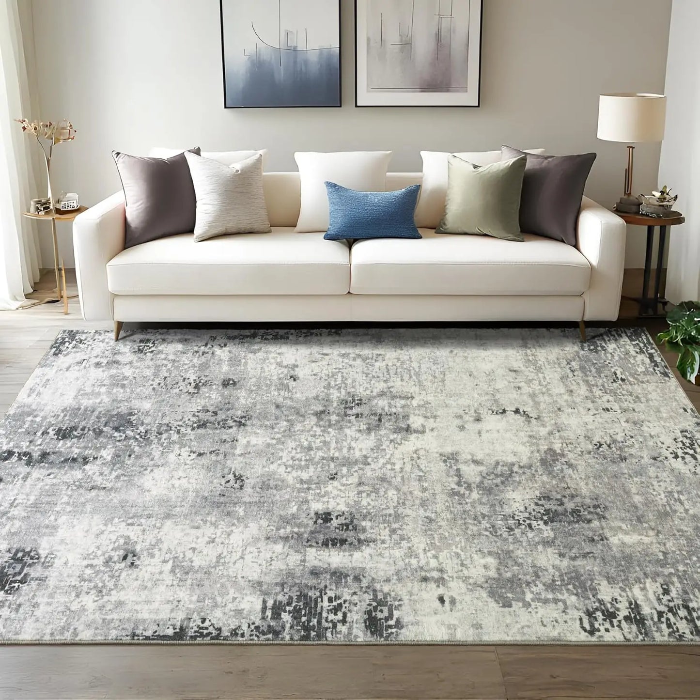 Modern Abstract Soft Non Slip Machine Washable Area Rug