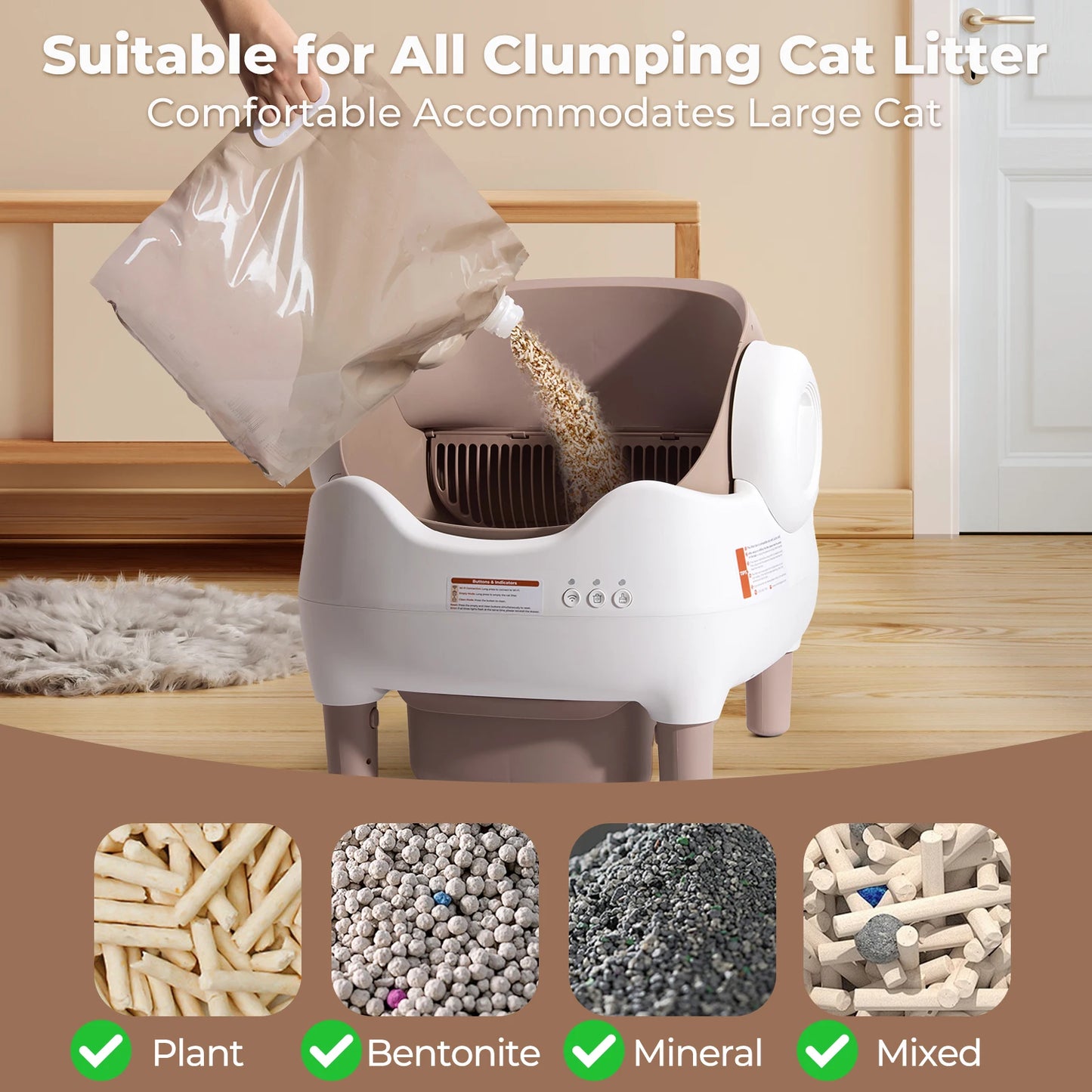 Automatic Self Cleaning Cat Litter Box with Smart APP Control