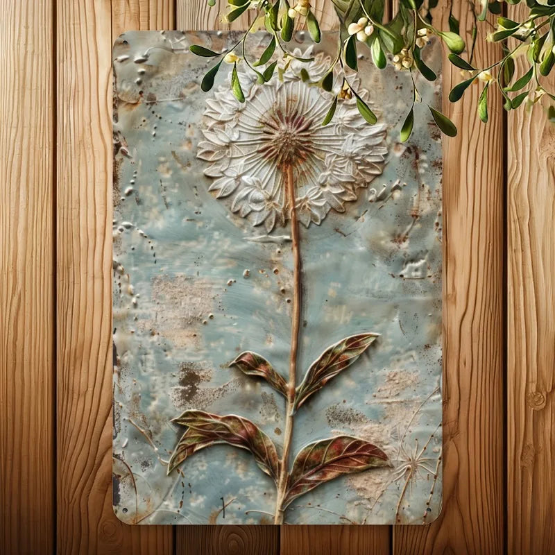 Rustic Dandelion Metal Wall Art Vintage Tin Home Decor