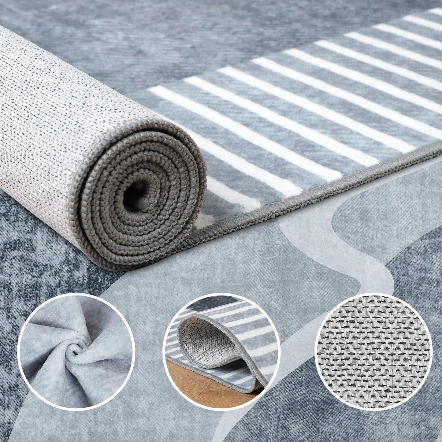 Machine Washable Vintage Area Rug With Non Slip Backing