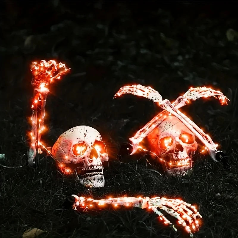 Halloween Light Up Skeleton Set Skull Arms Decor Party