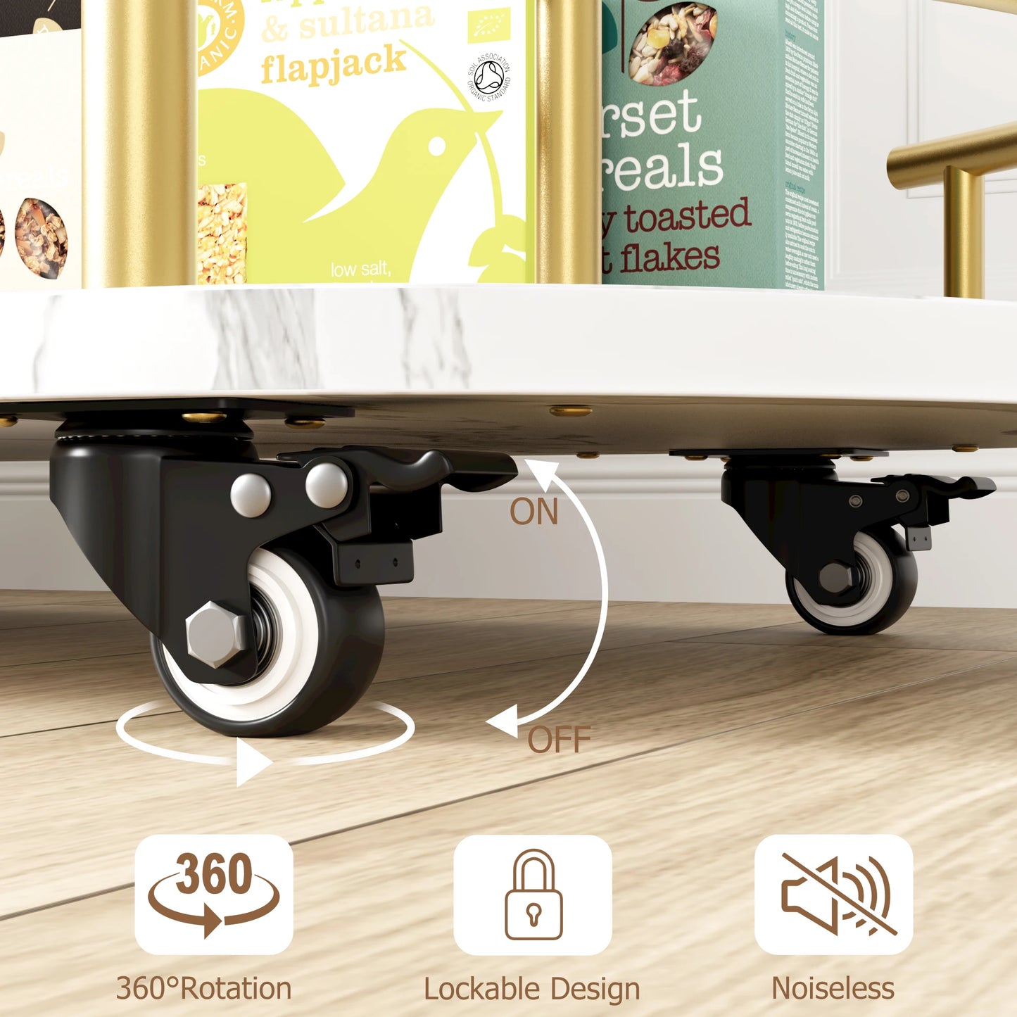 Mobile Bar Cart Featuring 4 Tier Storage And Wine Rack