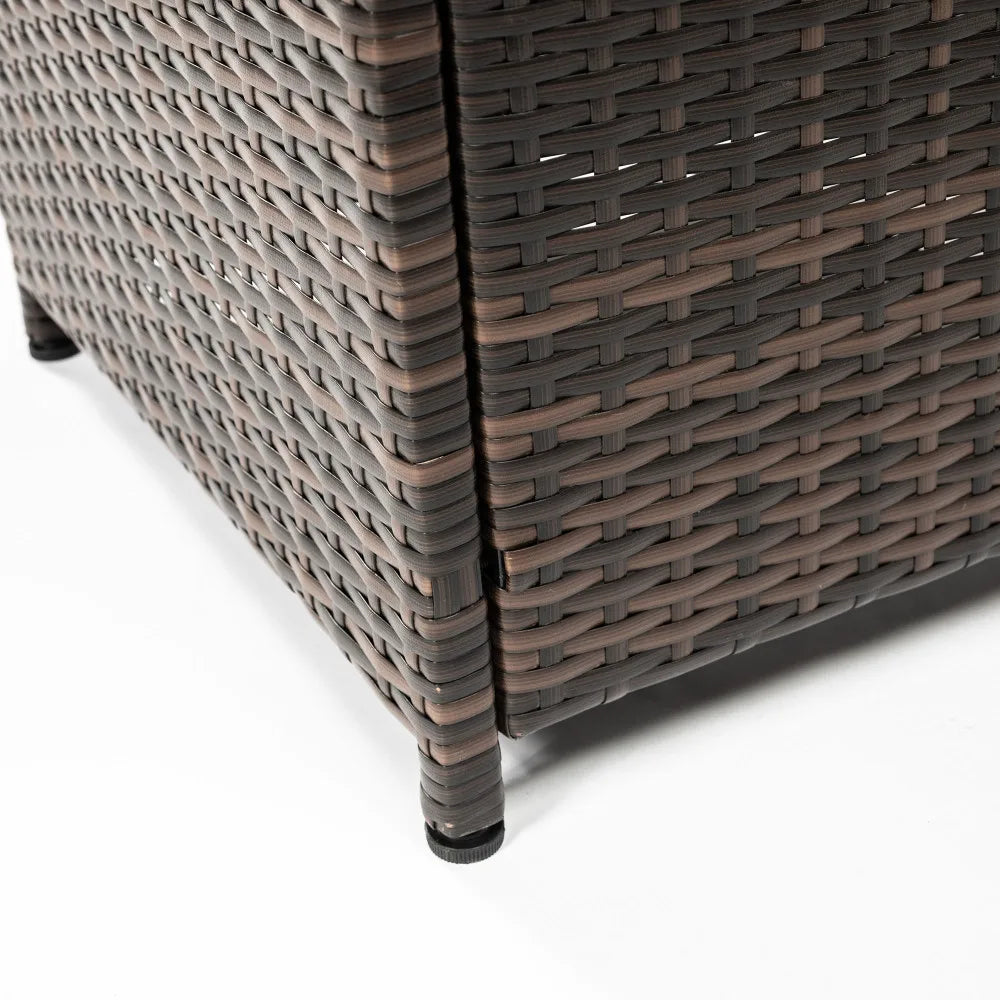 Square Wicker Rattan Gas Fire Pit Table For Outdoor Patio