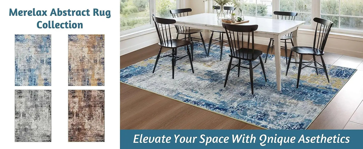 Modern Abstract Soft Non Slip Machine Washable Area Rug