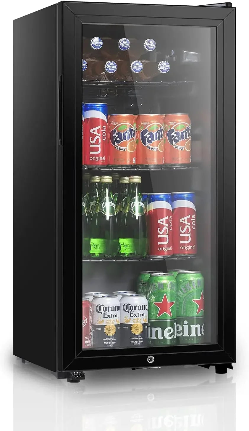 Compact Freestanding Beverage Refrigerator With Adjustable Shelves