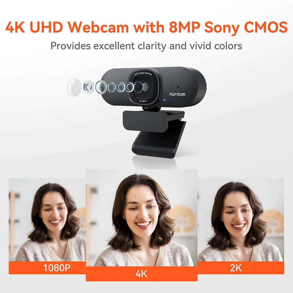 NUROUM V32AF 4k Full Hd PC Camera Webcam Ai Noise Canceling & Farming Conference Podcast Camera Web Cameras For Conference Room