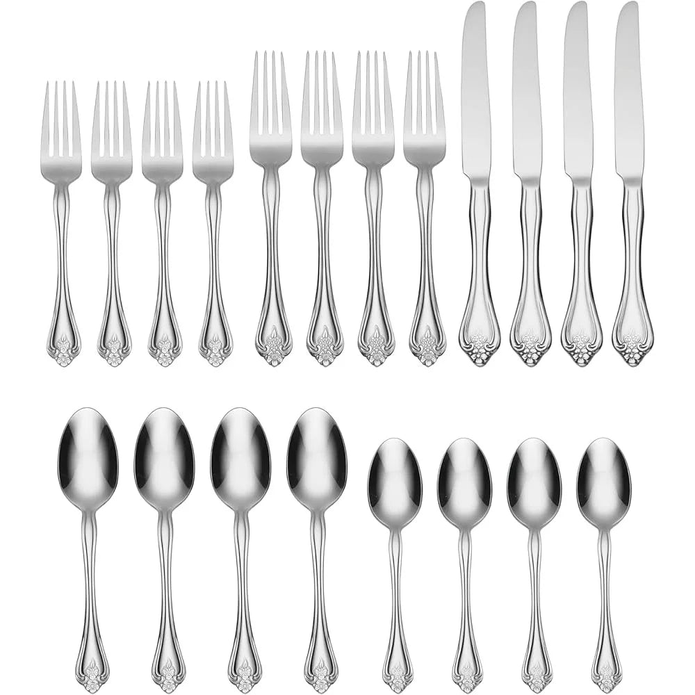 Romantic Floral Flatware Set Stainless Steel Dining