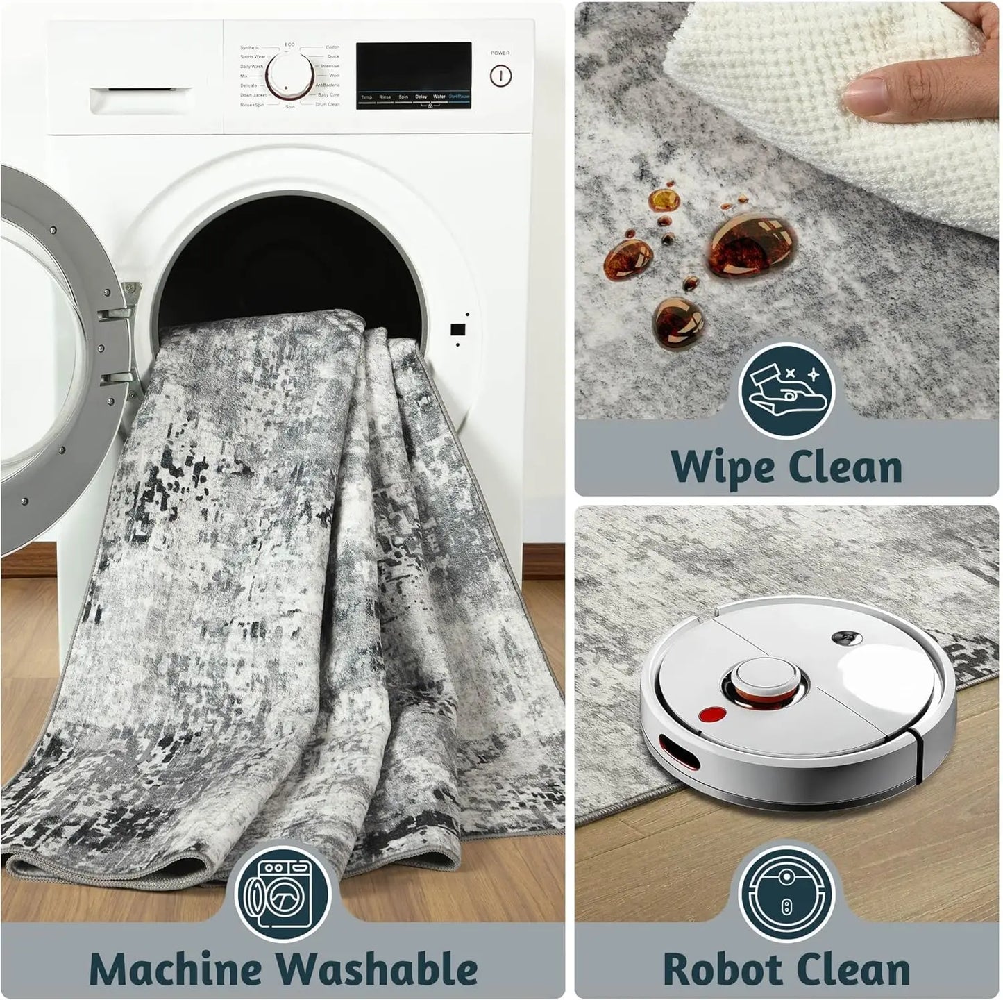 Modern Abstract Soft Non Slip Machine Washable Area Rug