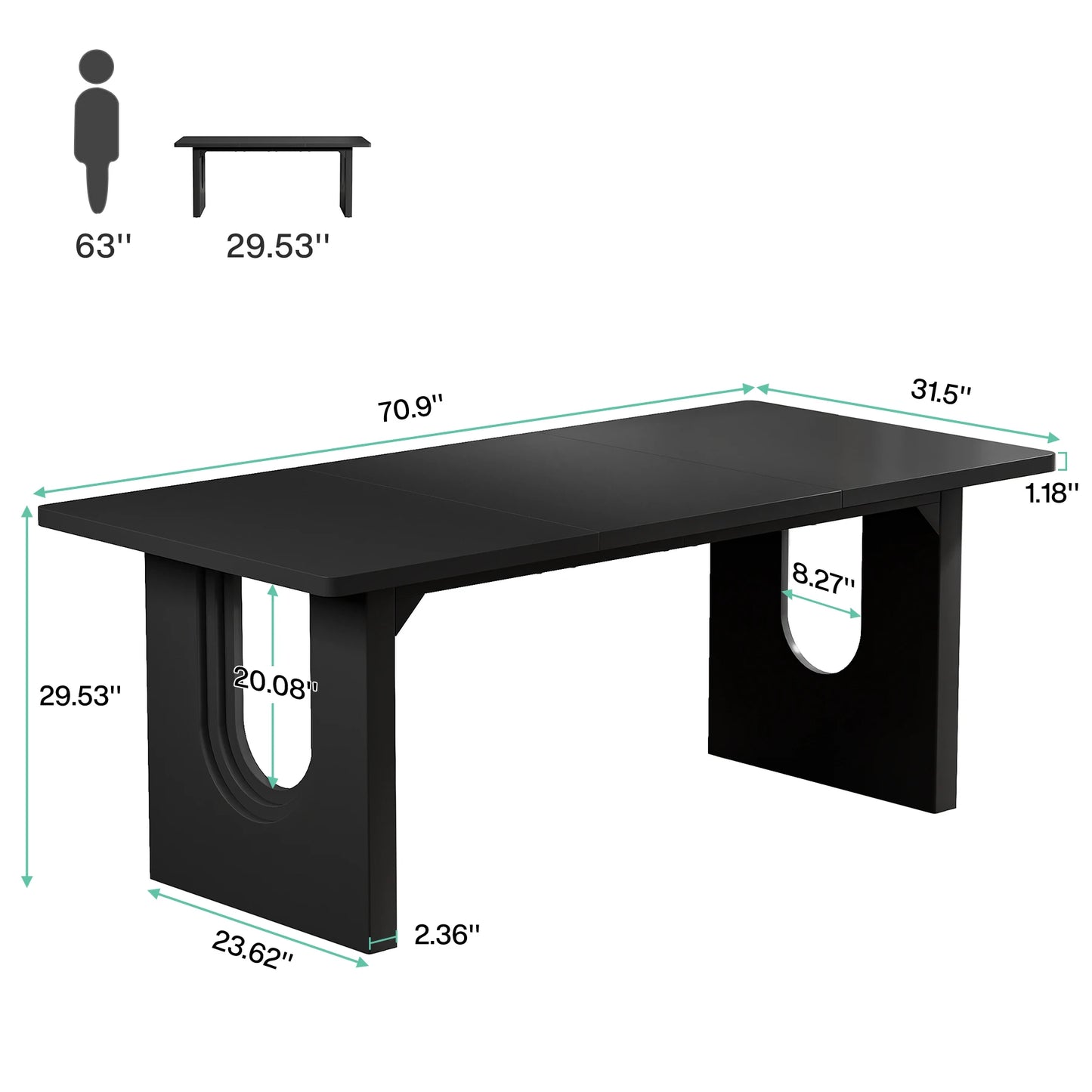 Tribesigns Modern Wood Pedestal Dining Table For Six