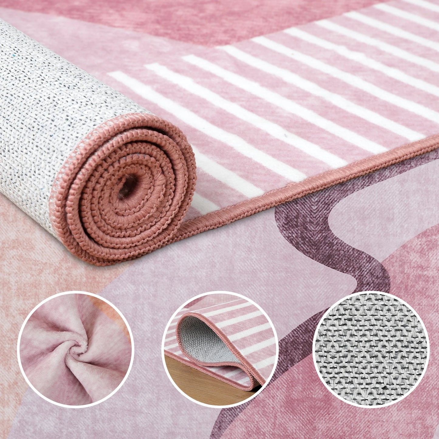 Machine Washable Vintage Area Rug With Non Slip Backing