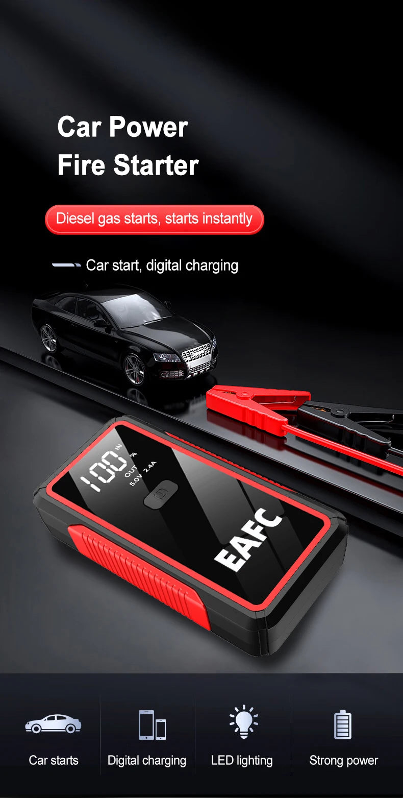 EAFC 2000A Car Jump Start Power Bank 12V Mini Emergency Starter Starter Battery Booster For 6L/4L Car Emergency Starter