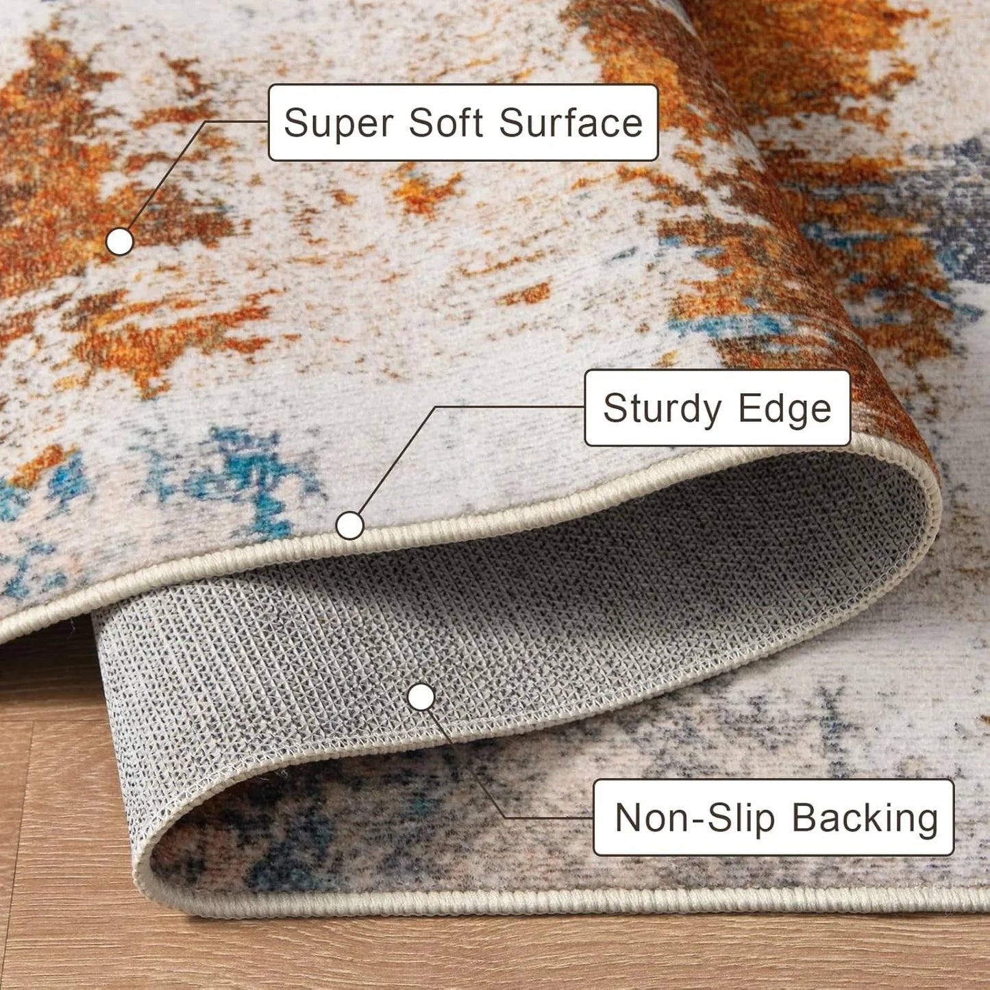 Machine Washable Non Slip Vintage Area Rug for Living Room