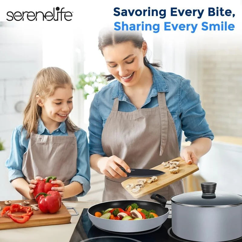 20-Piece Gray Nonstick Cookware, Knife and Utensil Set